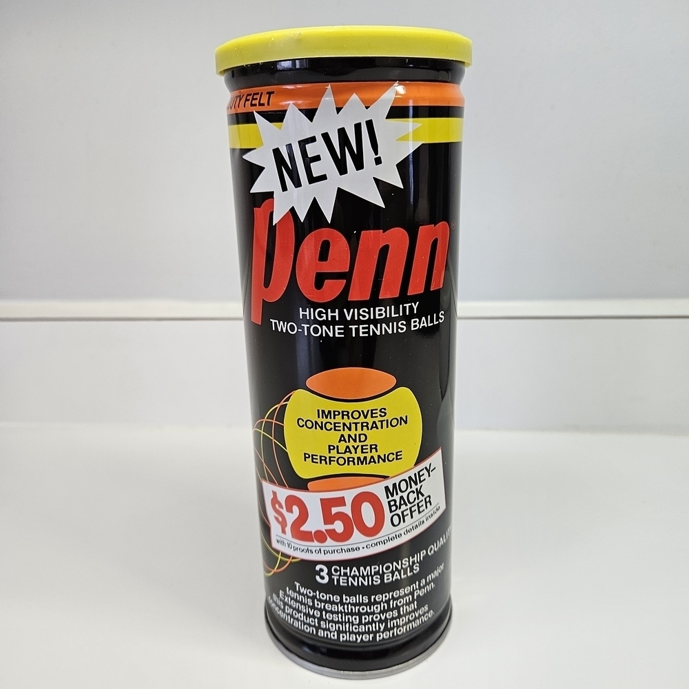 NEW VINTAGE Penn Extra Duty Two Tone Tennis Balls XY02T Sealed Can High Viz